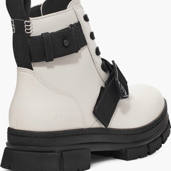 UGG Women's Black and White Combat Boots - Picture 2 of 6